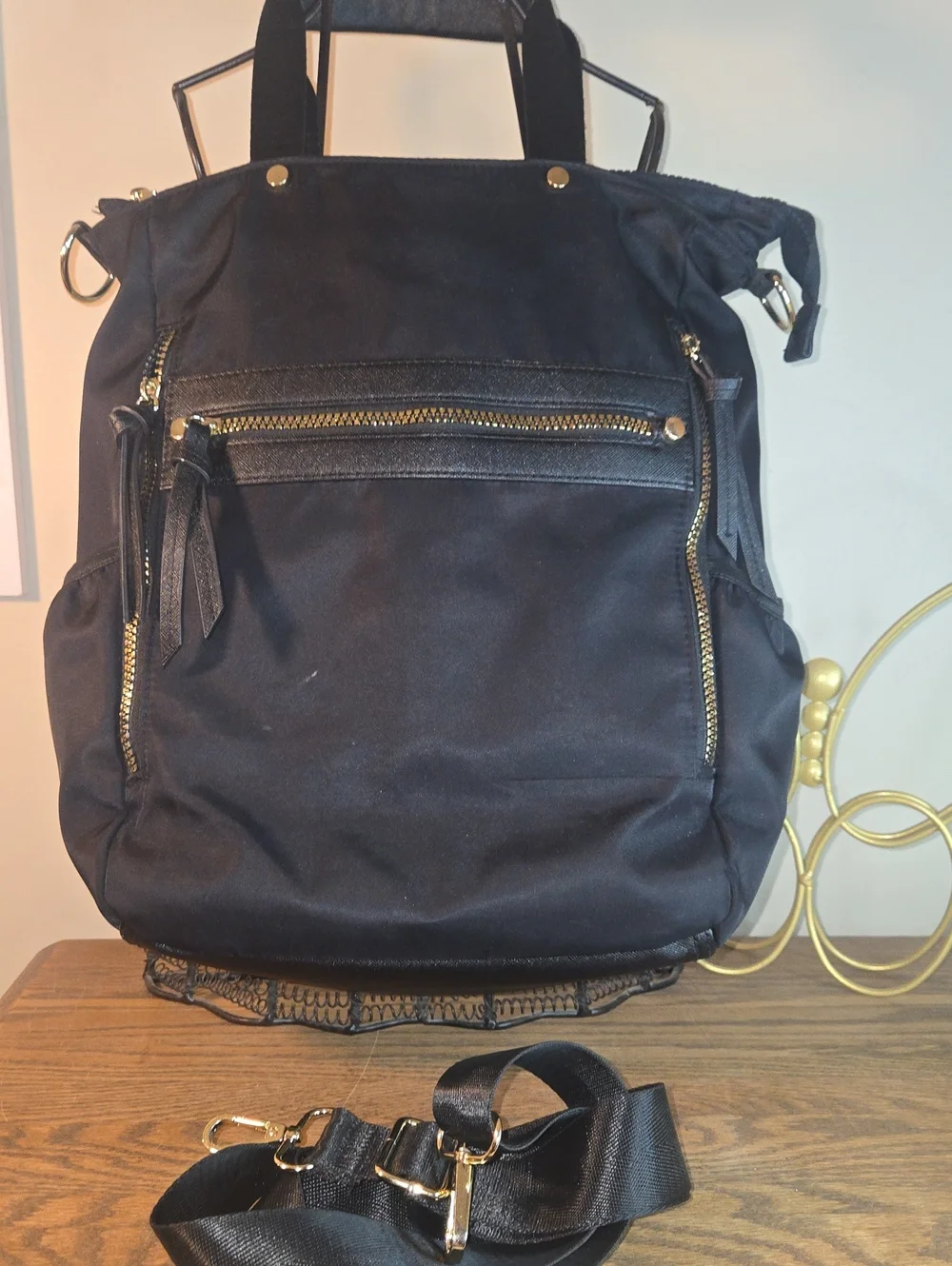 Black Women's Convertible Backpack Tote - Unbranded
